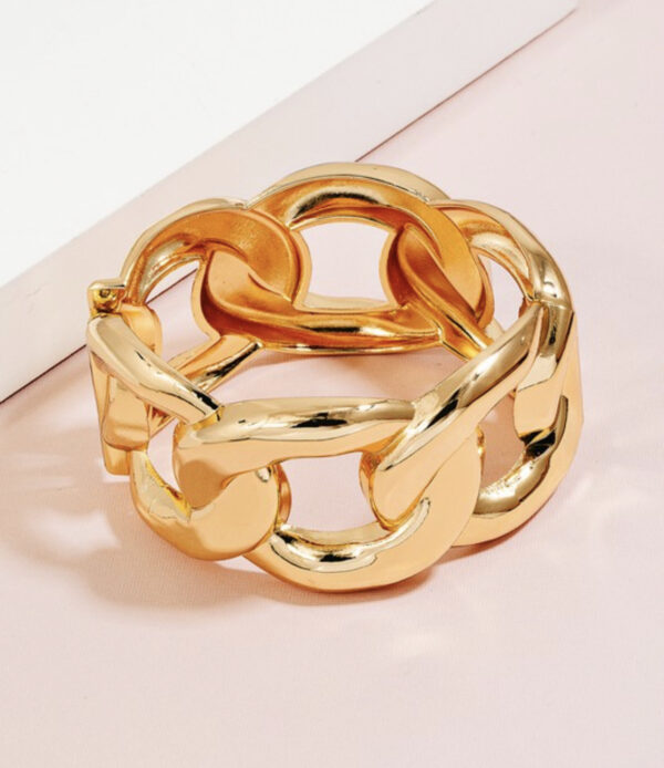 wide gold chain bangle